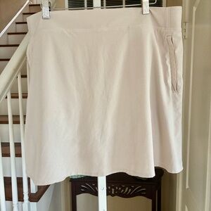 Athleta Tan Stretch Fabric Skirt Skort Top Pockets Golf Hiking Zip Pockets 16